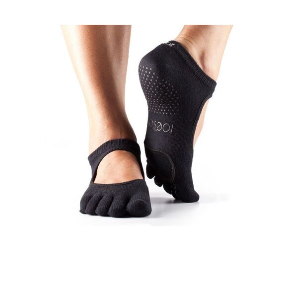 NWT ToeSox 2 Pair 1 Prima Bellarina Full Toe & 1 Plié Half Toe Black Socks SZ M - Picture 2 of 5